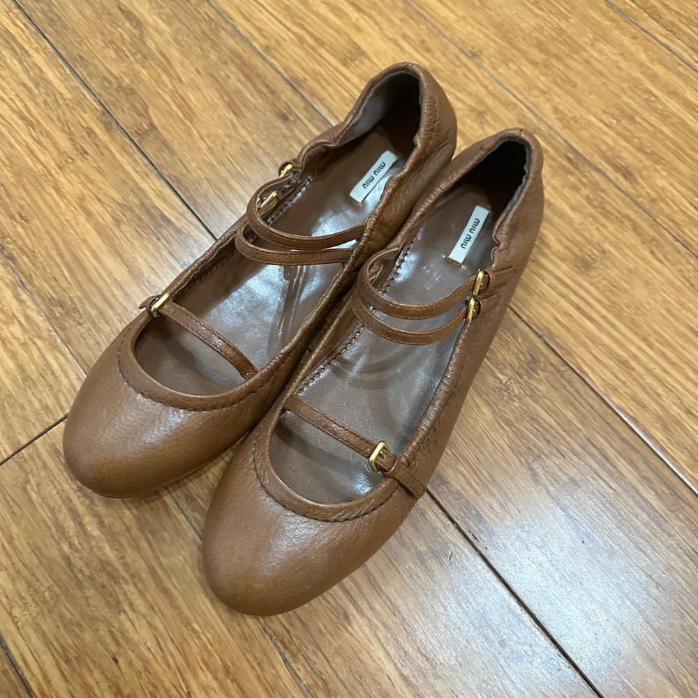 Miu miu triple strap ballet